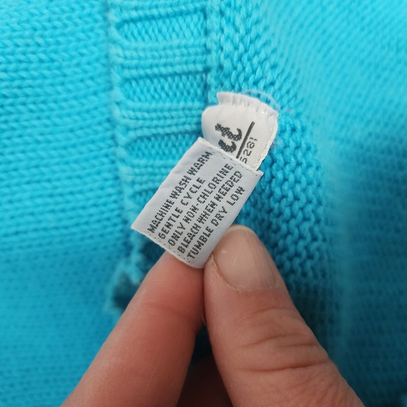 Vintage Justin Trent Turquoise Cable Knit Vneck Sweater Vest Size Small - Picture 6 of 6